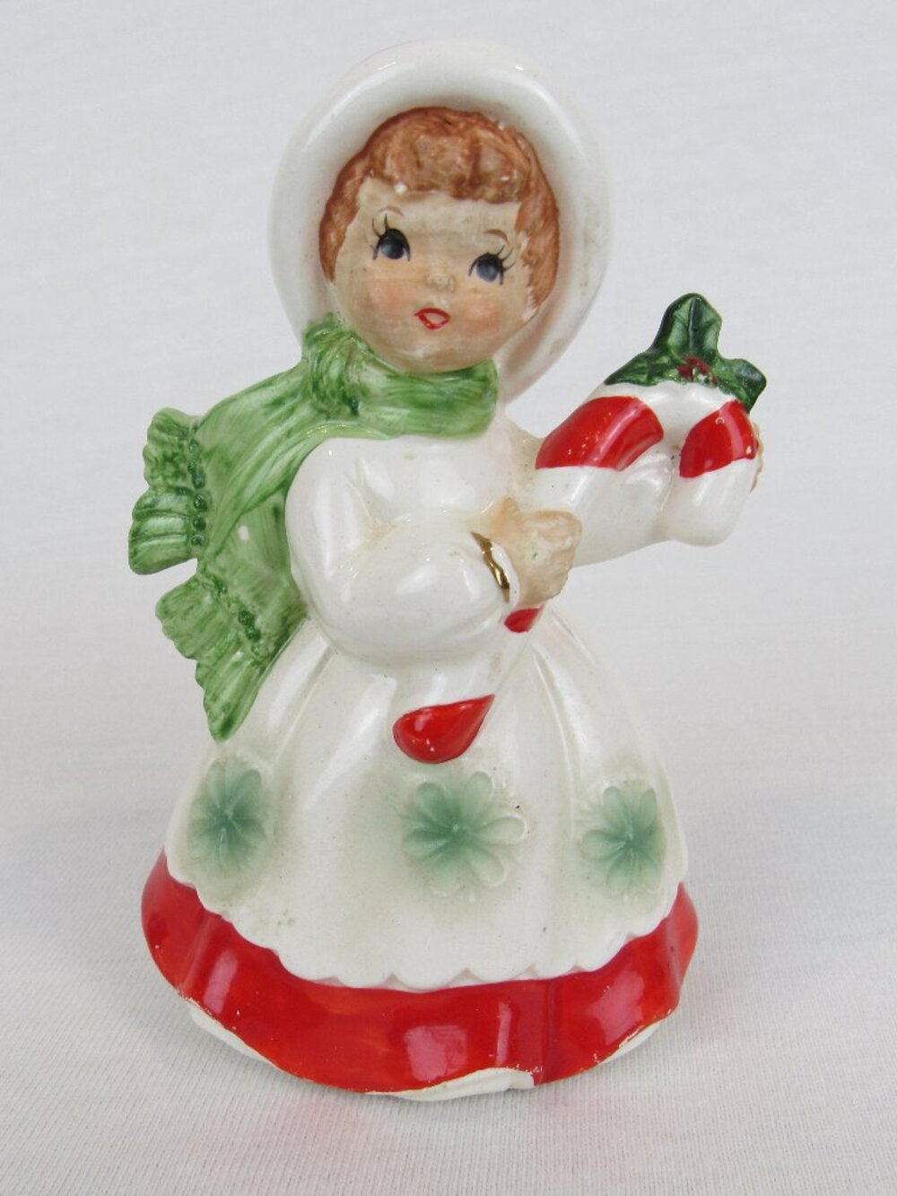 VTG Lefton Christmas Girl Figurine #7698 Vintage 1950s Holding Candy Cane Japan